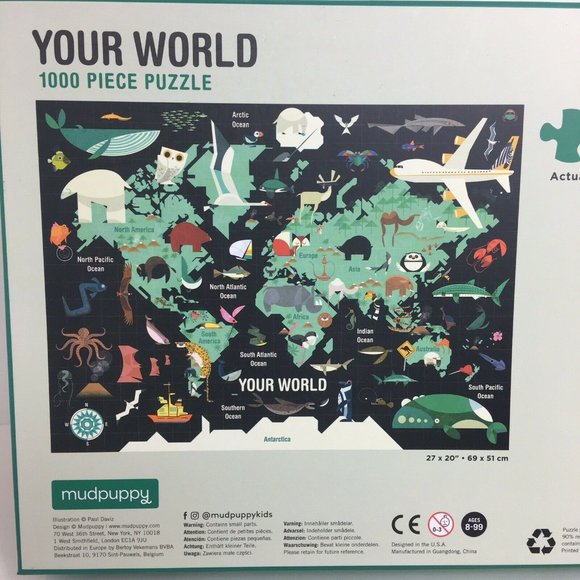Mudpuppy Puzzle Your World Map 1000 Piece Paul Daviz 27" X 20" Jigsaw Puzzles - Picture 5 of 12